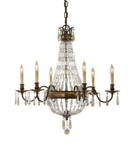 Paris 6 Arm Antique Bronze Crystal Chandelier
